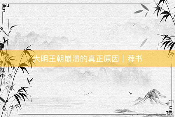 大明王朝崩溃的真正原因|荐书