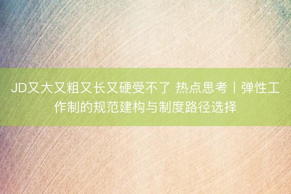 JD又大又粗又长又硬受不了 热点思考丨弹性工作制的规范建构与制度路径选择