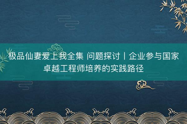 极品仙妻爱上我全集 问题探讨丨企业参与国家卓越工程师培养的实践路径