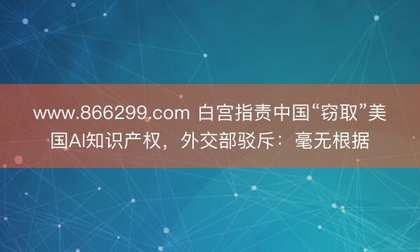 www.866299.com 白宫指责中国“窃取”美国AI知识产权,外交部驳斥:毫无根据