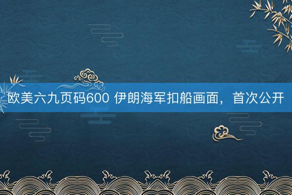 欧美六九页码600 伊朗海军扣船画面，首次公开
