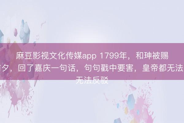 麻豆影视文化传媒app 1799年,和珅被赐死前夕,回了嘉庆一句话,句句戳中要害,皇帝都无法反驳