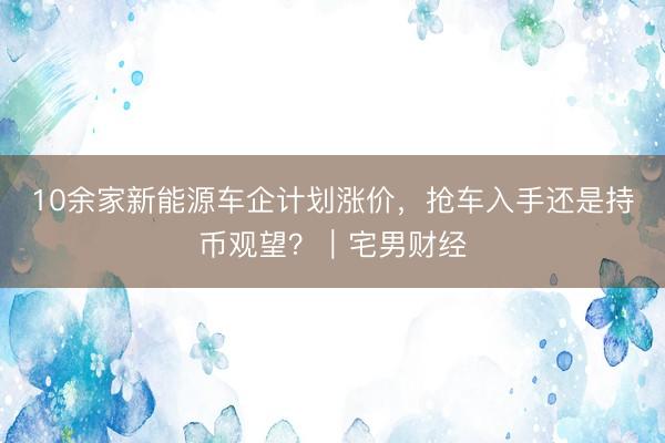 10余家新能源车企计划涨价，抢车入手还是持币观望？｜宅男财经