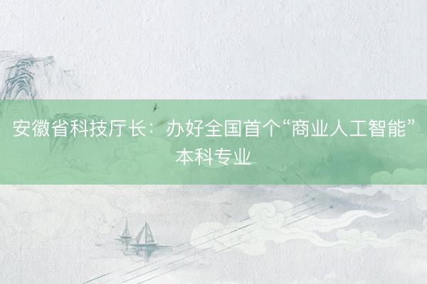 安徽省科技厅长：办好全国首个“商业人工智能”本科专业