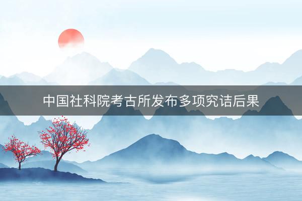 中国社科院考古所发布多项究诘后果