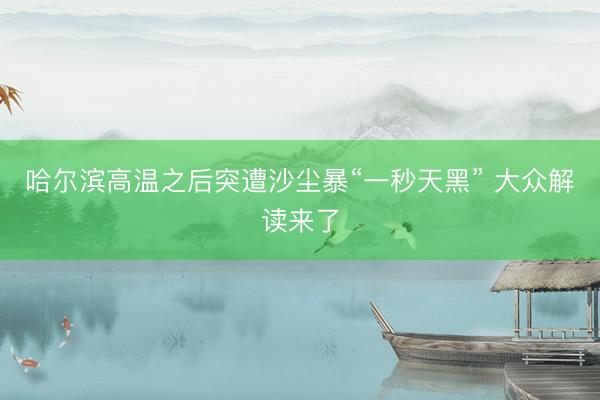 哈尔滨高温之后突遭沙尘暴“一秒天黑” 大众解读来了