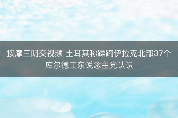 按摩三阴交视频 土耳其称蹂躏伊拉克北部37个库尔德工东说念主党认识