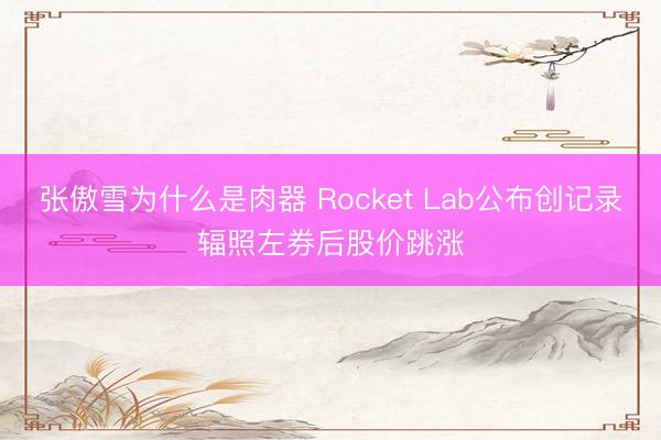张傲雪为什么是肉器 Rocket Lab公布创记录辐照左券后股价跳涨