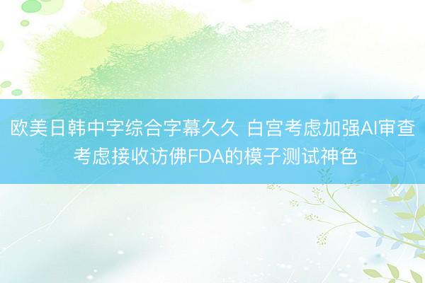 欧美日韩中字综合字幕久久 白宫考虑加强AI审查 考虑接收访佛FDA的模子测试神色