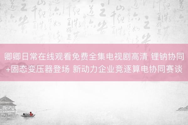 卿卿日常在线观看免费全集电视剧高清 锂钠协同+固态变压器登场 新动力企业竞逐算电协同赛谈