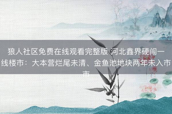 狼人社区免费在线观看完整版 河北鑫界硬闯一线楼市：大本营烂尾未清、金鱼池地块两年未入市