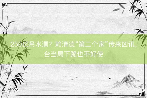 250亿吊水漂？赖清德“第二个家”传来凶讯，台当局下跪也不好使