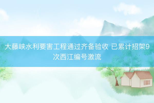 大藤峡水利要害工程通过齐备验收 已累计招架9次西江编号激流