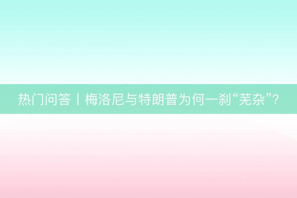 热门问答丨梅洛尼与特朗普为何一刹“芜杂”？